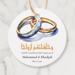 Etiquetas Para Lembrancinhas Citação Islâmica de Casamento de Watercolor Ring N