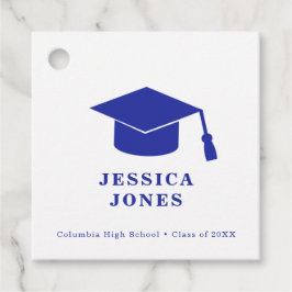 Etiquetas Para Lembrancinhas Classe de Boné de formatura Clássico Azul e Branco