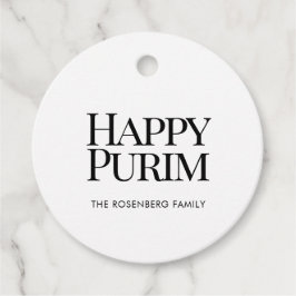 Etiquetas Para Lembrancinhas Classic Round Family Name Happy Purim Favor Tags