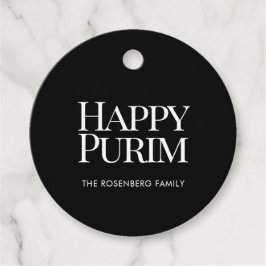 Etiquetas Para Lembrancinhas Classic Round Family Name Happy Purim Favor Tags