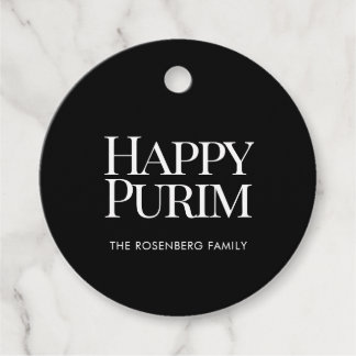 Etiquetas Para Lembrancinhas Classic Round Family Name Happy Purim Favor Tags