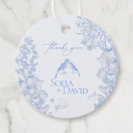 Etiquetas Para Lembrancinhas Clássico Casamento de Pássaros Florais Branco Azul