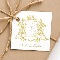Clássico Floral Crest Dourado Amor e Obrigados