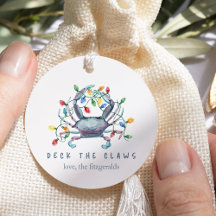 Coastal Crab “Deck the Claws” Holiday Gift Tags