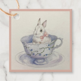 Etiquetas Para Lembrancinhas Coelhinho de Aquarela em Teacup | Presente Quadrad