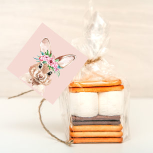 Etiquetas Para Lembrancinhas Coelhinho De Cor De Água Rosa De Pastel Moderno C