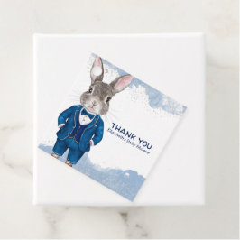 Etiquetas Para Lembrancinhas Coelhinho do Rapper em um terno azul e bolinho