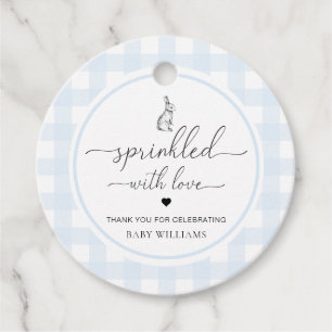 Etiquetas Para Lembrancinhas Coelho Gingham Azul Espelhado Com Amor