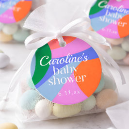 Etiquetas Para Lembrancinhas Colorful Baby Shower Abstract Waves Modern Custom