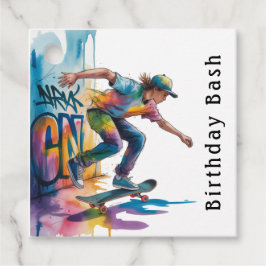 Etiquetas Para Lembrancinhas Colorful Graffiti Skateboarder Birthday Bash Thank