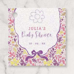 Etiquetas Para Lembrancinhas Colorido Desenho Floral à Lápis Baby Shower