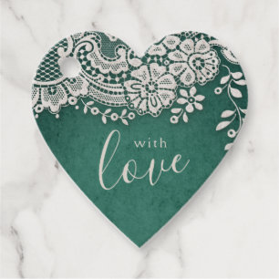 Etiquetas Para Lembrancinhas Com laço elegante esmeralda do vintage do amor