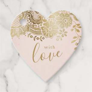 Etiquetas Para Lembrancinhas Com ouro do amor cora o laço elegante do vintage