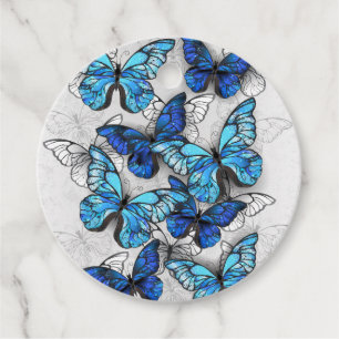 Etiquetas Para Lembrancinhas Composição de Borboletas Brancas e Azuis