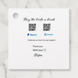 Etiquetas Para Lembrancinhas Compre uma bebida para a noiva doação QR Venmo Pay