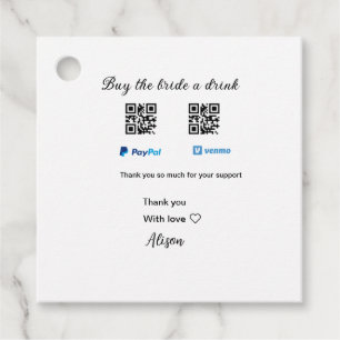 Etiquetas Para Lembrancinhas Compre uma bebida para a noiva doação QR Venmo Pay