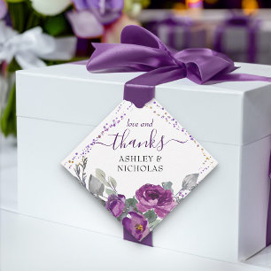 Etiquetas Para Lembrancinhas Confetti Floral Roxo e Script Elegante