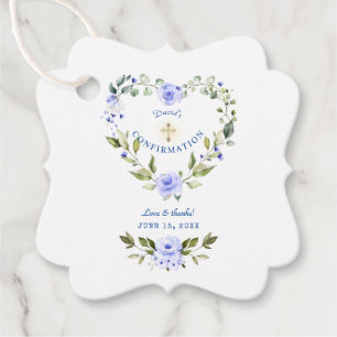 Etiquetas Para Lembrancinhas Confirmação do Elegante Blue Floral Heart Wreath