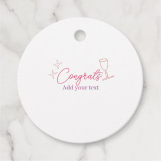 Etiquetas Para Lembrancinhas congrats wine glass stars pink pastel bold retro g