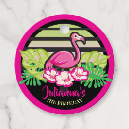 Etiquetas Para Lembrancinhas Convite Tropical de Aniversário de FLAMINGO, A PIN