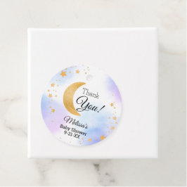 Etiquetas Para Lembrancinhas Cor-de-rosa azul-branca sobre a lua Obrigado Chá d