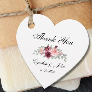 Etiquetas Para Lembrancinhas Coração de Agradecimento de Casamento Floral em Aq