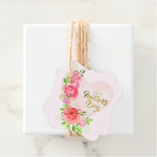Etiquetas Para Lembrancinhas Coração de Rosa Elegante Festa Feliz Dia das Mães