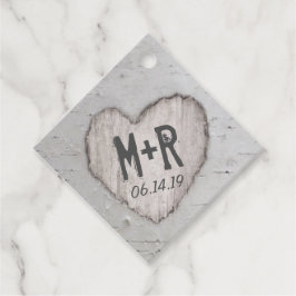 Etiquetas Para Lembrancinhas Coração Rústico Talhado Inicial Árvore de Bétula C