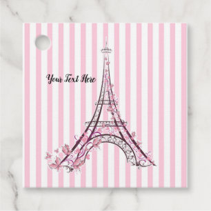 Etiquetas Para Lembrancinhas Corações Rosa e Borboletas Paris Torre Eiffel Fest