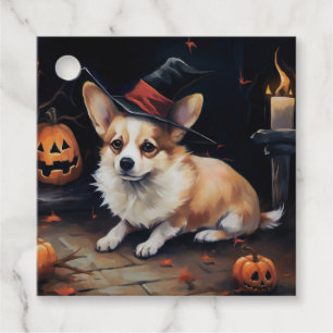 Etiquetas Para Lembrancinhas Corgi Abóboras Halloween Assustador
