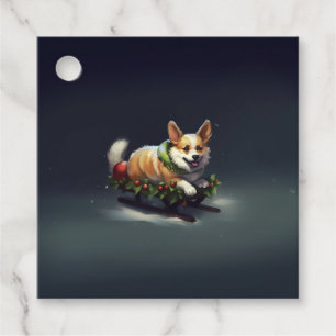 Etiquetas Para Lembrancinhas Corgi Natal Inverno de Neve