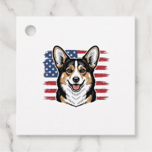 Etiquetas Para Lembrancinhas Corgi Patriótico Bandeira Americana Desenho Vetori