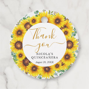 Etiquetas Para Lembrancinhas Coroa de Girassóis em Aquarela Quinceanera