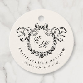 Etiquetas Para Lembrancinhas Coroa de Monograma Francês Vintage para Casamento