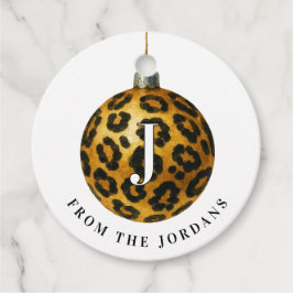 Etiquetas Para Lembrancinhas Coroa de Natal com Brasão de Leopardo Monograma