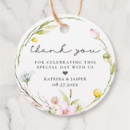 Etiquetas Para Lembrancinhas Coroa de Noiva de Flor Silvestre de Verão Elegante