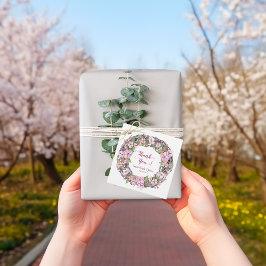 Etiquetas Para Lembrancinhas Coroa Floral Rosa de Primavera Obrigado