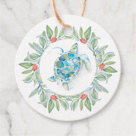 Etiquetas Para Lembrancinhas Costeira de Natal Tartaruga de Natal Aquarela