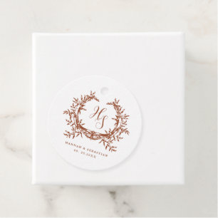 Etiquetas Para Lembrancinhas Crest Botânico com Monograma Elegante