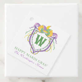 Etiquetas Para Lembrancinhas Crest Monograma de Mardi Gras em Aquarela