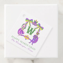 Etiquetas Para Lembrancinhas Crest Monograma de Mardi Gras em Aquarela