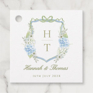 Etiquetas Para Lembrancinhas Crestas de Hortênsia Azul Casamento Monograma
