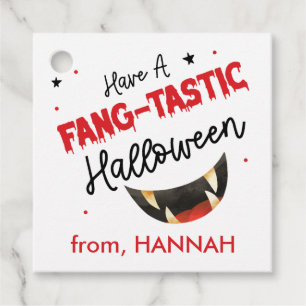Etiquetas Para Lembrancinhas Crianças Costumam Tratar Fangtástico no Halloween