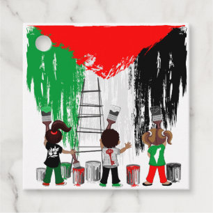 Etiquetas Para Lembrancinhas Crianças de Gaza pintando a bandeira da Palestina