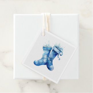Etiquetas Para Lembrancinhas Crie suas próprias meias de Natal em aquarela azul