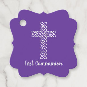 Etiquetas Para Lembrancinhas Cross Royal Purple Commune Baptism Christening