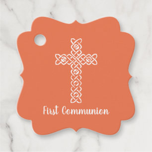 Etiquetas Para Lembrancinhas Cruzamento   Bright Peach Commune Baptism Christen