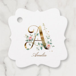 Etiquetas Para Lembrancinhas Custom Gold Floral Letter A Fancy Favor Tag