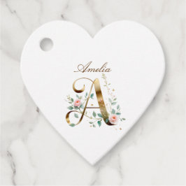 Etiquetas Para Lembrancinhas Custom Gold Floral Letter A Heart Favor Tag