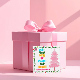 Etiquetas Para Lembrancinhas Custom Merry Bright Pink Christmas Party